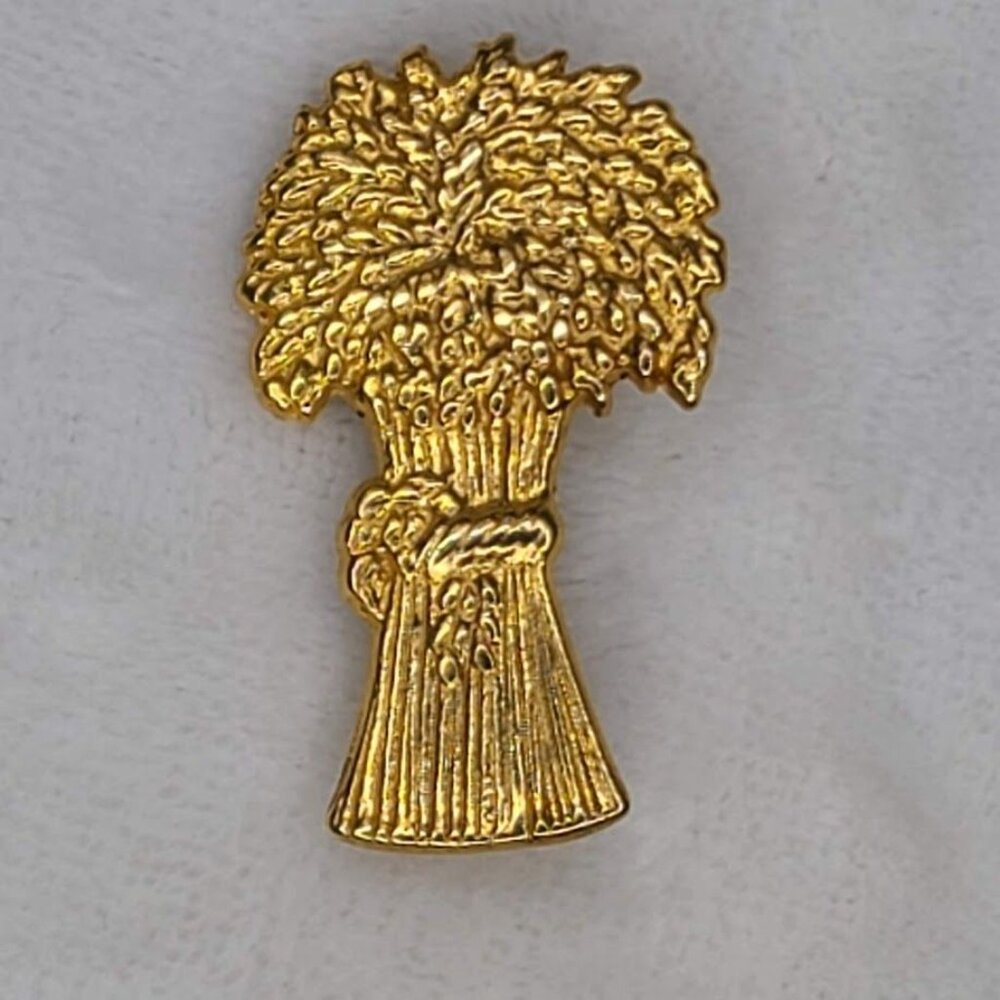 Vtg Wheat Sheaf Bundle Pin Gold Tone Harvest Autumn Fall Fraternal Religious - Picture 2 of 7